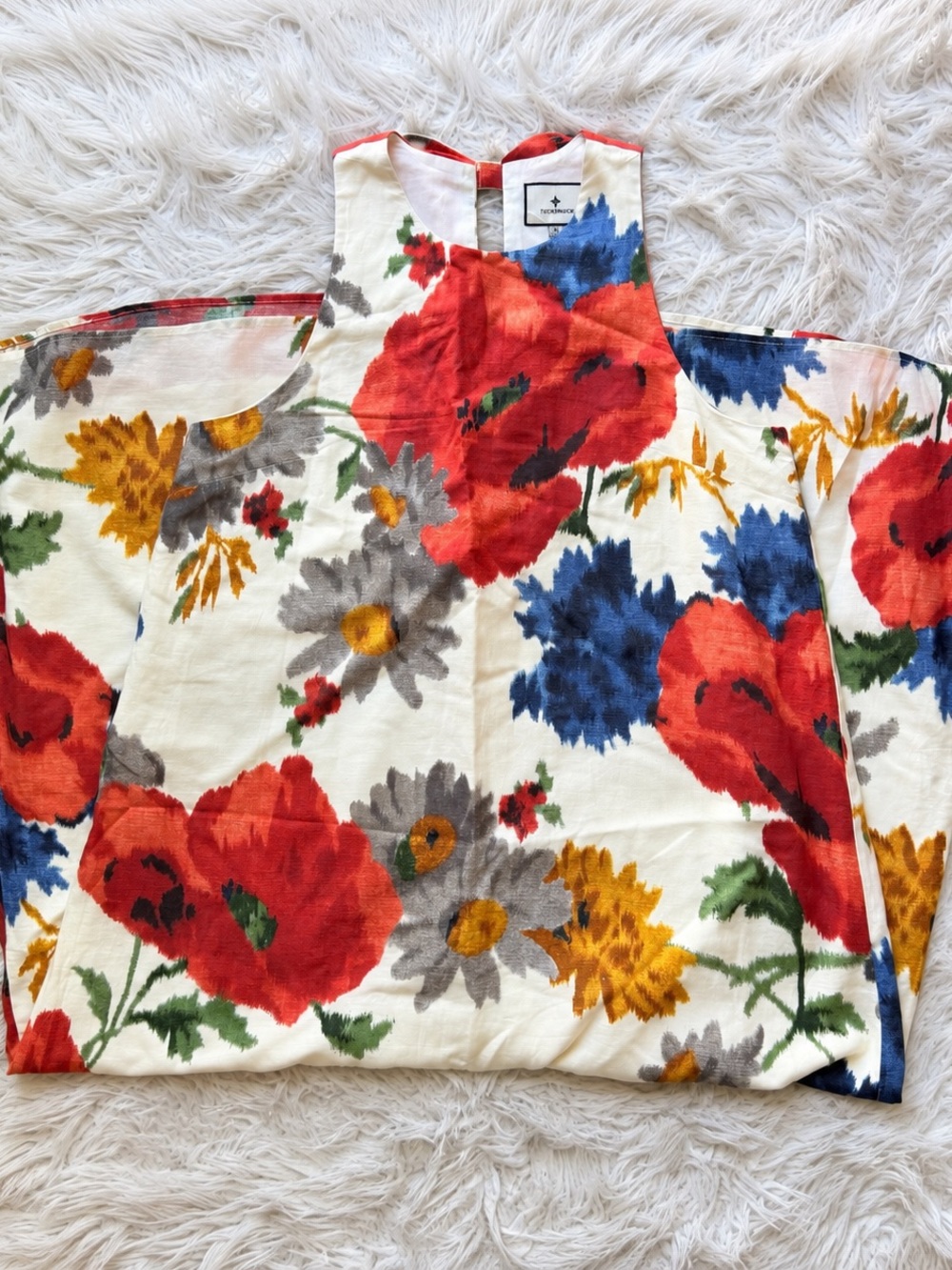 Tuckernuck Floral Linen Cotton Maxi Dress M Three Bow Open Back